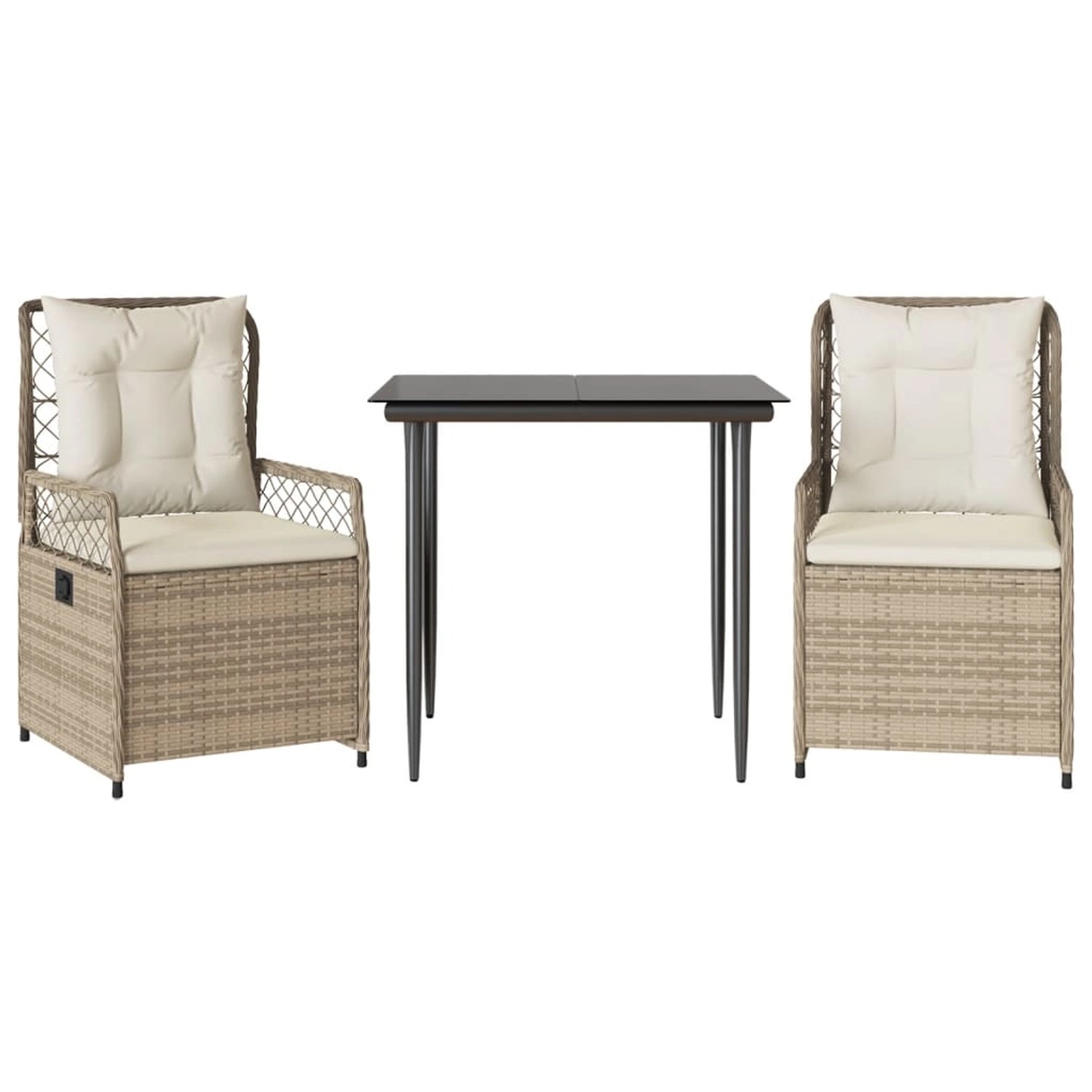 vidaXL 3-Tlg Garten-Essgruppe mit Kissen Beige Poly Rattan 3263013 günstig online kaufen