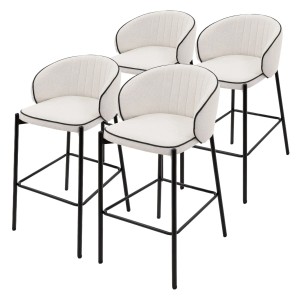 ML-Design Barhocker 4Er Set Beige 76 cm Hoch mit Stoffbezug