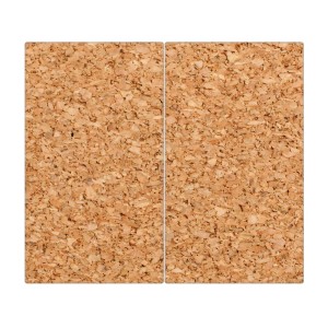 Banjado 2-teilige Herdabdeckplatte aus Glas mit Kork-Motiv, 30x52cm, auch als Schneidebrett nutzbar.