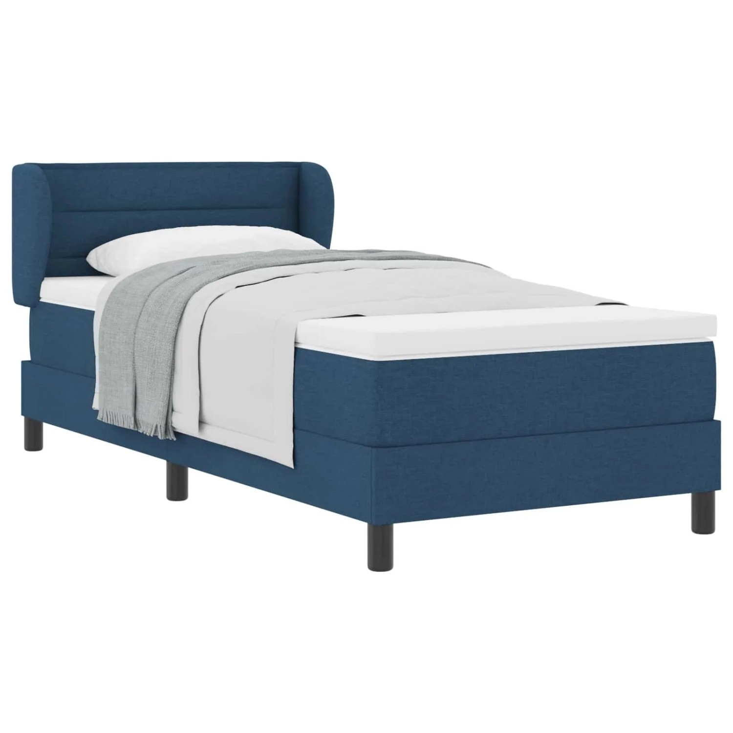 vidaXL Boxspringbett mit Matratze mit Kopfteil Blau 90 x 200 cm Stoff 3339946