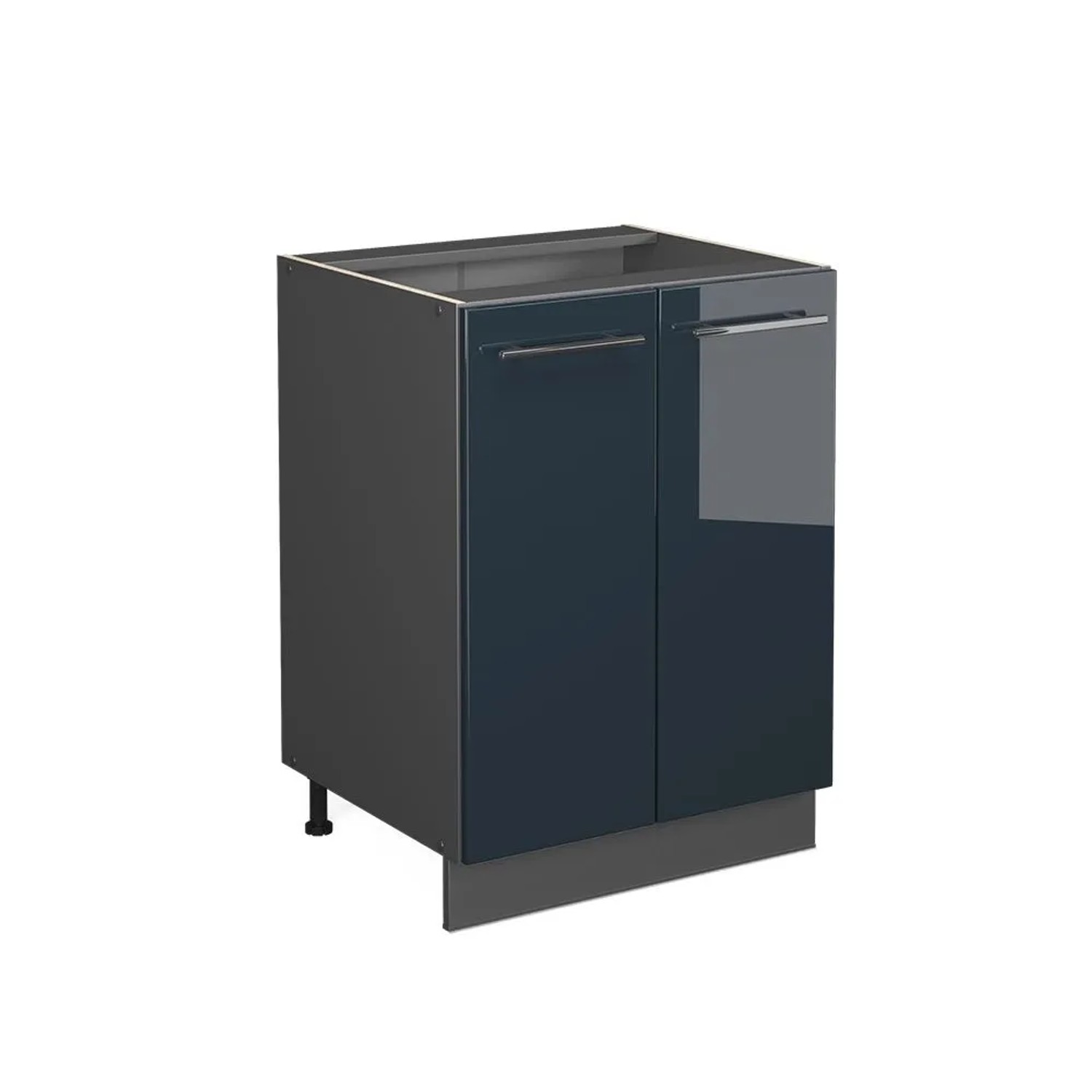 Vicco Küchenunterschrank Fame-Line DunkelBlau Hochglanz Anthrazit 60 cm ohne Arbeitsplatte