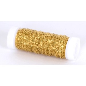 Goldener Bullion Effekt-Draht (45 m) für Schmuckbasteln, auf einer weißen Spule.