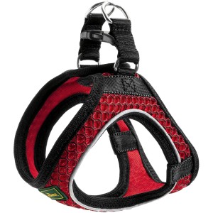 Rotes Hunter Hilo Comfort Hundegeschirr Gr. M-L aus Mesh-Material mit reflektierenden Elementen.
