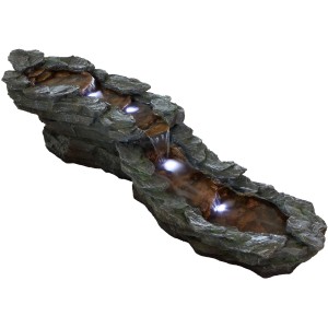 Silex Kunststeinbrunnen Eder mit LED und Pumpe, Bachlauf-Optik für den Garten.