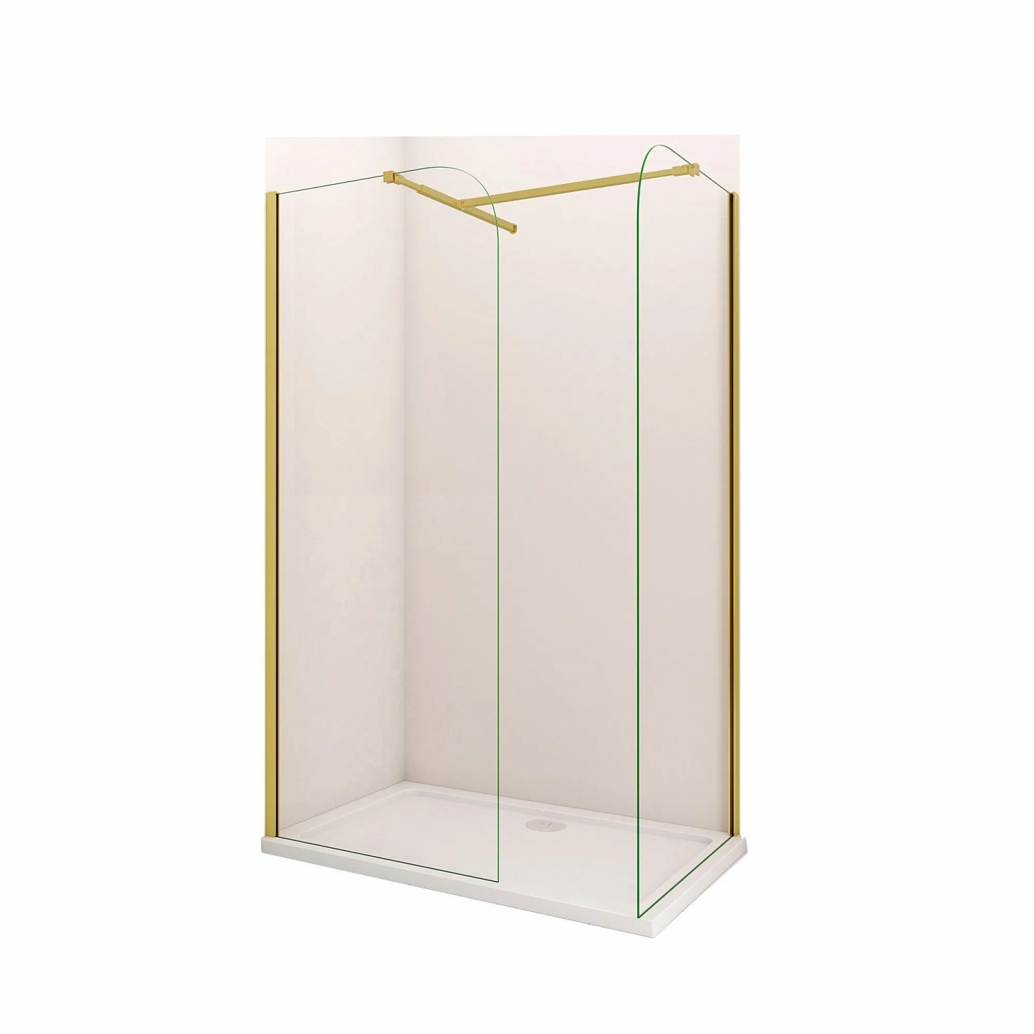 Duschparadies Walk In Duschen 90 x 80 x 200cm Duschkabine 8mm Nano Glas Gerundet Duschwand Mit 90cm Stabilisator Goldrahmen