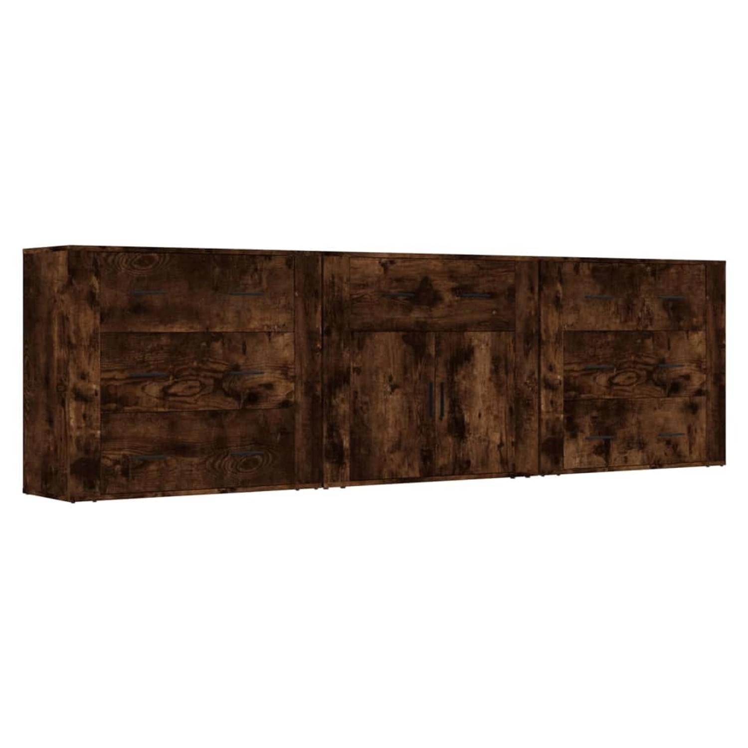 vidaXL Sideboards 3 Stk Räuchereiche Holzwerkstoff 3185428