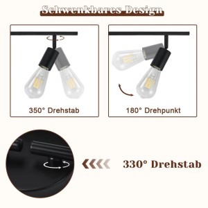 Schwarzer NETTLIFE Deckenstrahler aus Metall mit E27 Fassung. Zeigt flexible 350° Drehung und 180° Schwenkbarkeit.