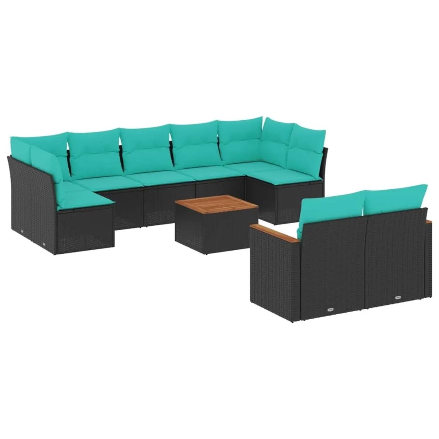 vidaXL 10-Tlg Gartensofa-Set mit Kissen Schwarz Polyrattan 3226295 günstig online kaufen