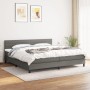 Dunkelgraues vidaXL Boxspringbett 200x200 cm mit Matratze und Kopfteil im Schlafzimmer.