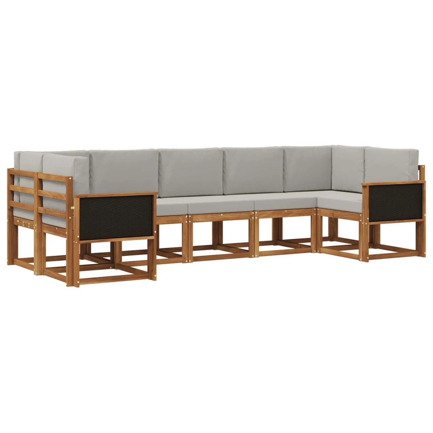 vidaXL Outdoor-Sofagarnitur mit Kissen 7 Stk Natur und Hellgrau 3385502