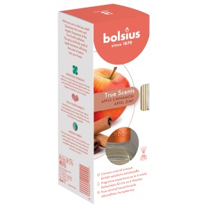 Bolsius Raumduft True Scents Apfel-Zimt 45ml im Karton mit Duftstäbchen.