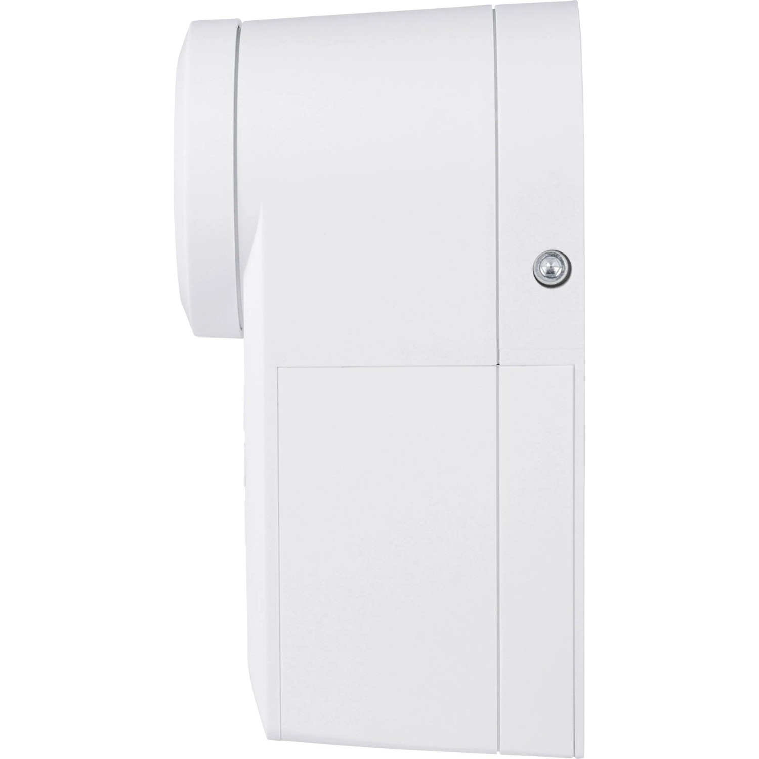 Weißer Homematic IP Türschlossantrieb, Seitenansicht. Smarte Hausautomation für einfache Montage.
