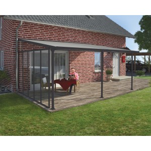 Palram Canopia Seitenwand 4 m, anthrazit, für Terrassenüberdachung. Schützt vor Wind und Wetter.