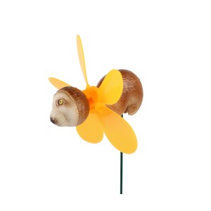Deko-Gartenstecker Faultier mit gelbem Windrad, 48cm hoch, für den Garten.