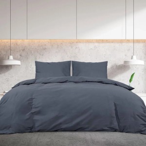 Anthrazitfarbenes vidaXL Bettwäsche-Set (200x200 cm) aus Baumwolle mit zwei Kissenbezügen.