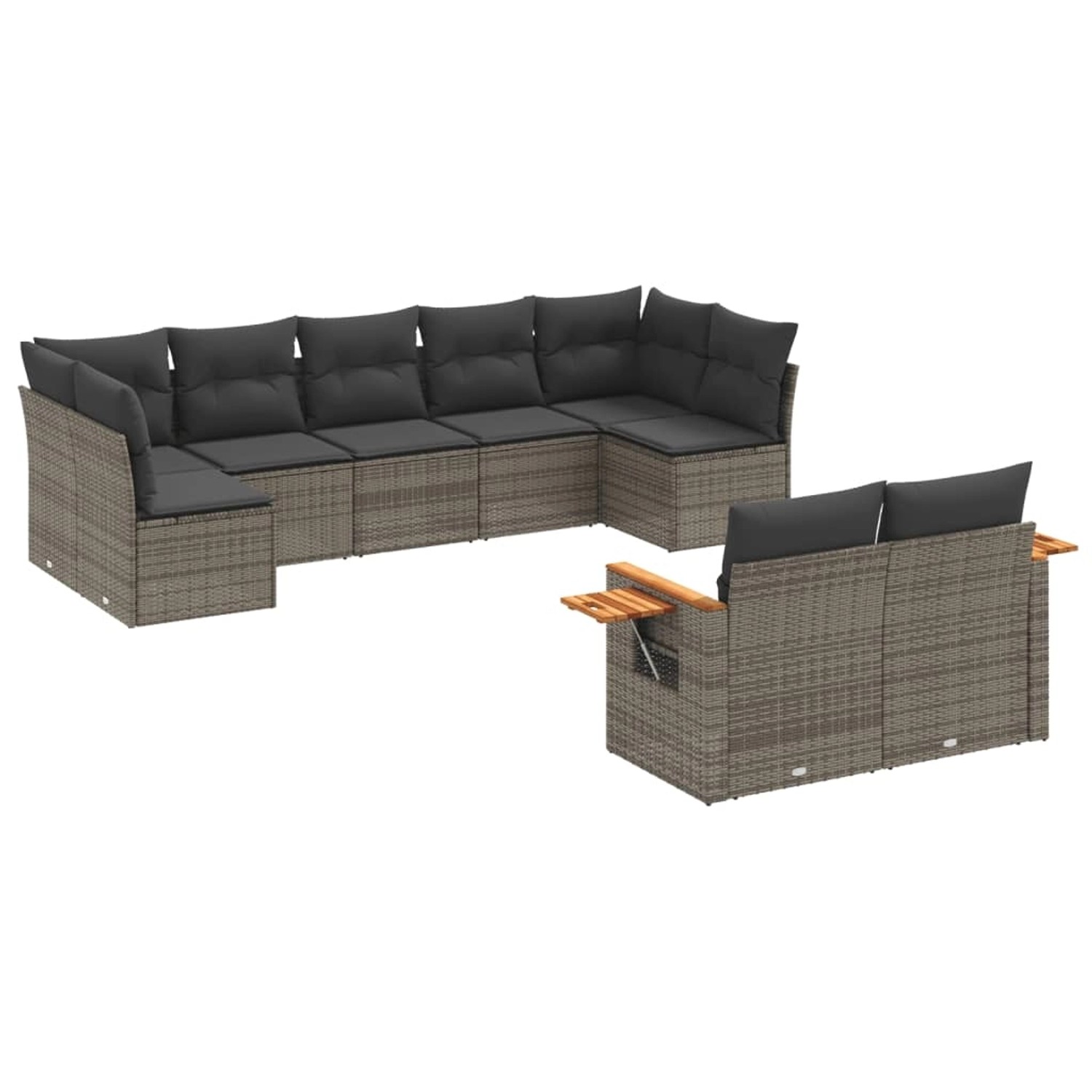 vidaXL 9-Tlg Garten-Sofagarnitur mit Kissen Grau Poly Rattan 3259533 günstig online kaufen