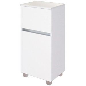 Weißer Held Möbel Bad-Unterschrank Verona, 40 cm breit, mit Schublade und silberfarbenen Füßen.