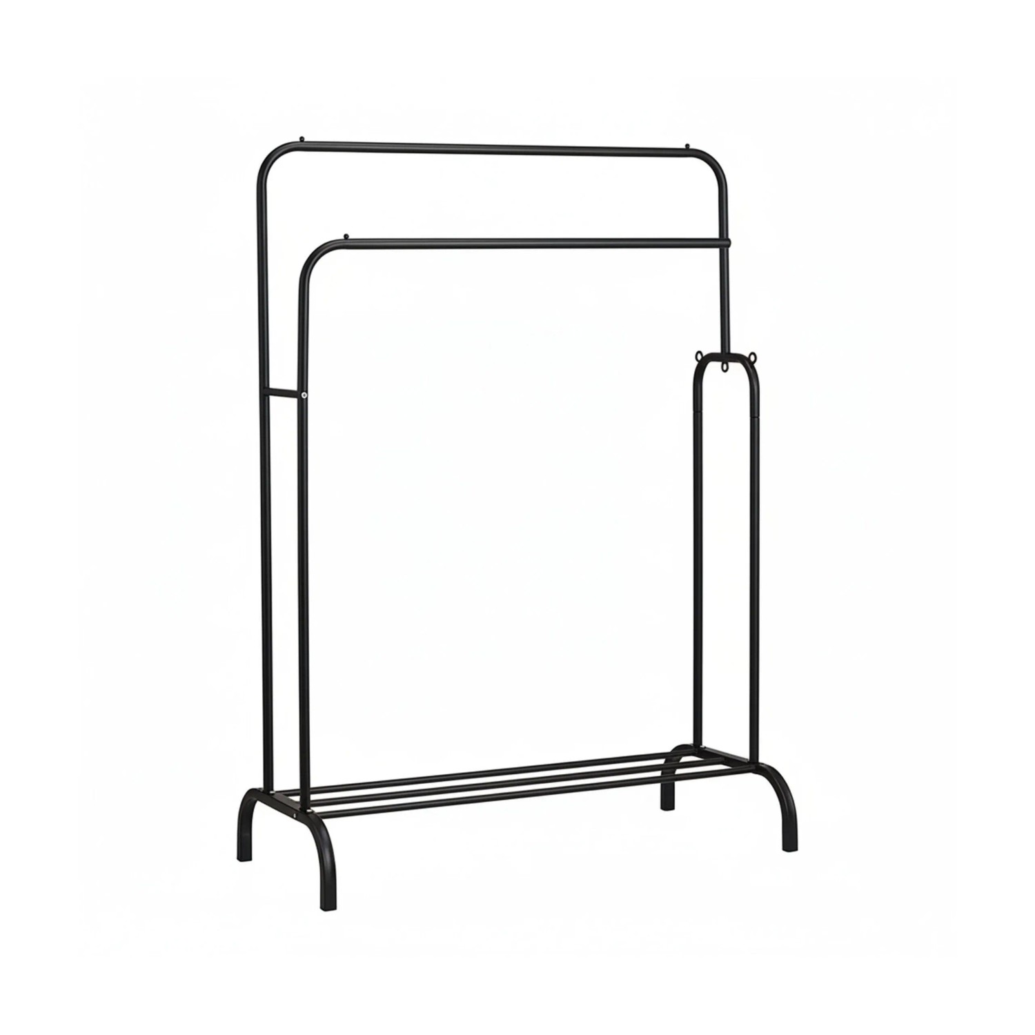 Relaxdays Kleiderständer Eisen Schwarz mit 2 Stangen und Ablage 146 cm x 110 cm x 56 cm