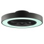 Schwarze LED-Deckenleuchte Catania mit Ventilator und RGB-Beleuchtung, Ø 48,6 cm.