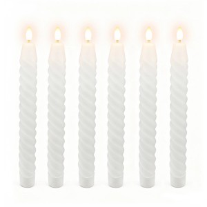 Relaxdays LED Stabkerzen 6er Set Echtwachs Weiß Flackernd 25 cm x 2,2 cm