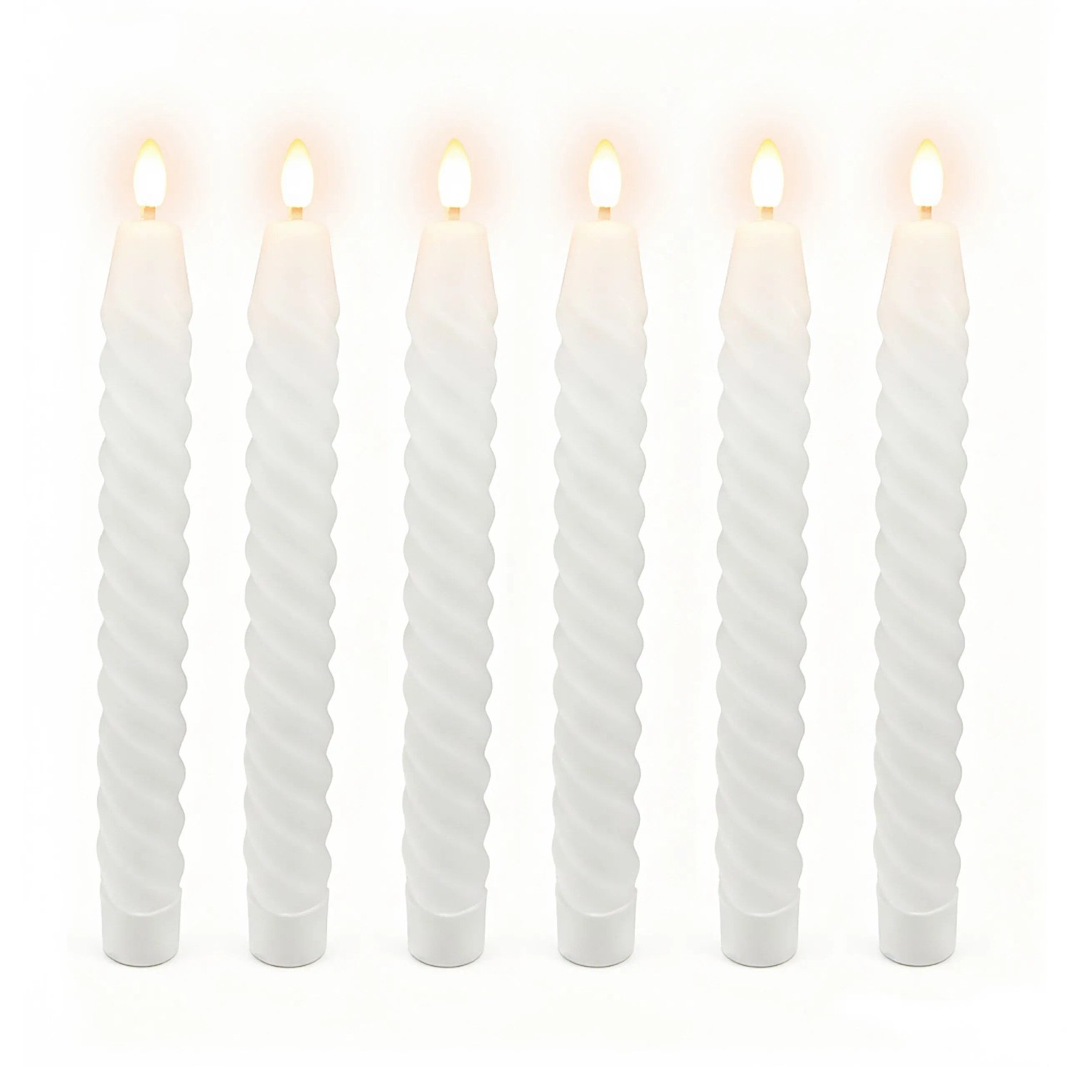 Relaxdays LED Stabkerzen 6er Set Echtwachs Weiß Flackernd 25 cm x 2,2 cm