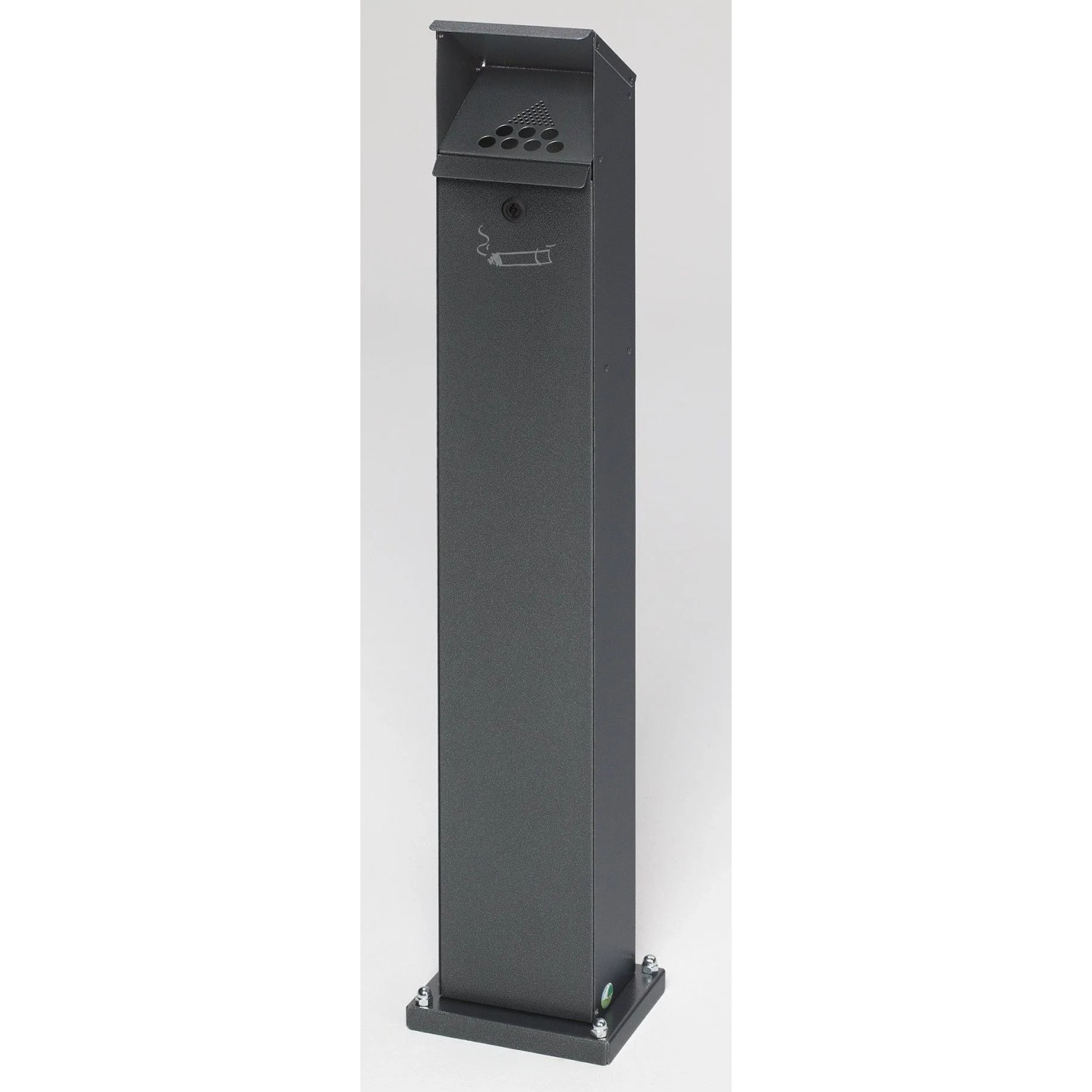 PROREGAL Robuster Ascher Standsäule Mit Schloss Und Bodenplatte 2 Liter HxBxT 115 x 18 x 15 cm Verzinkter Stahl Grau