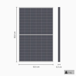 Jackery Solarpanel Solar Saga 80W mit Maßangaben, Solaranlage für Camping und Garten.