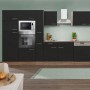 Respekta Küchenzeile KB370EYSMIGKE, 370 cm, Schwarz/Eiche-York Nachbildung, mit E-Geräten.