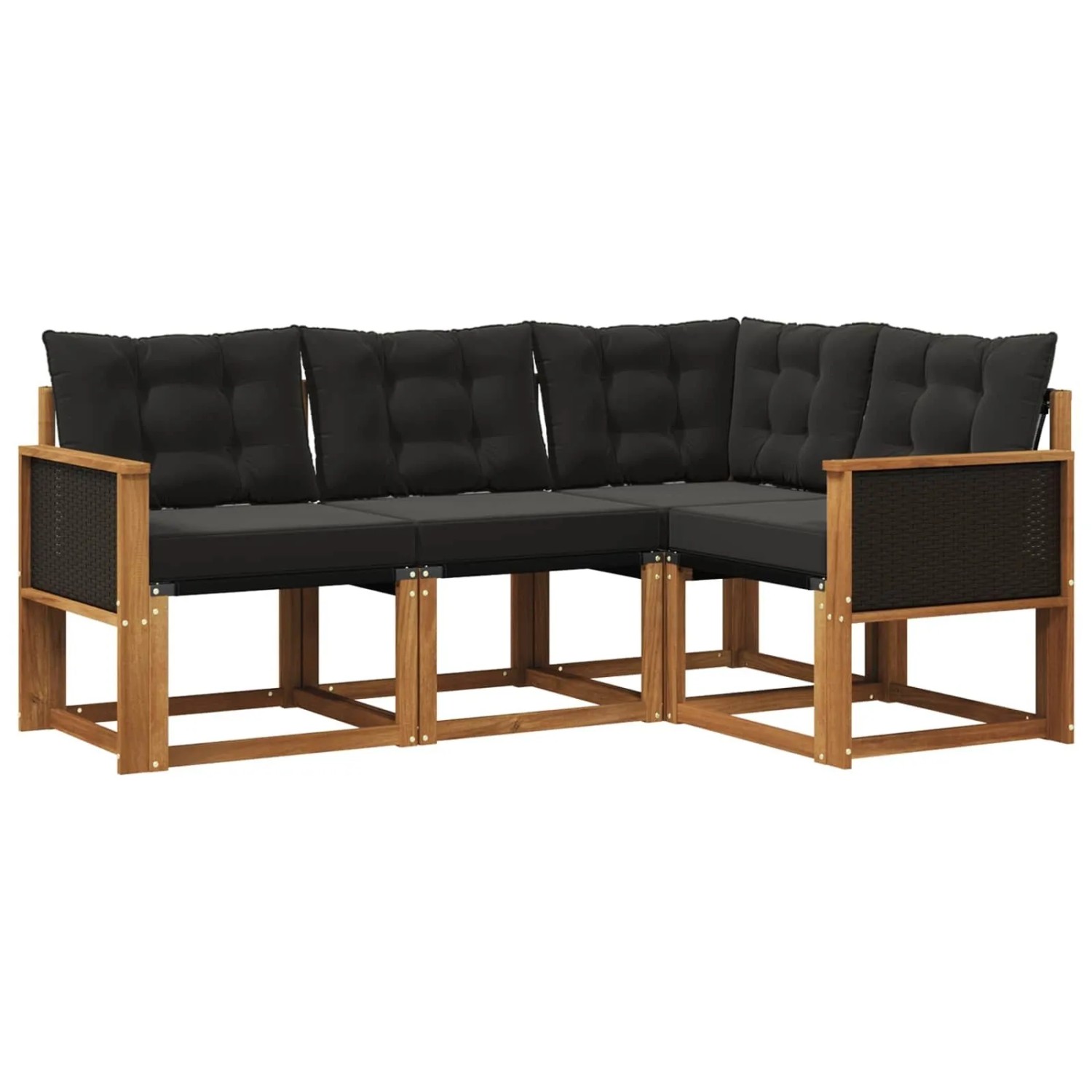 vidaXL Outdoor-Sofagarnitur mit Kissen 4 Stk Natur und Schwarz 3381912