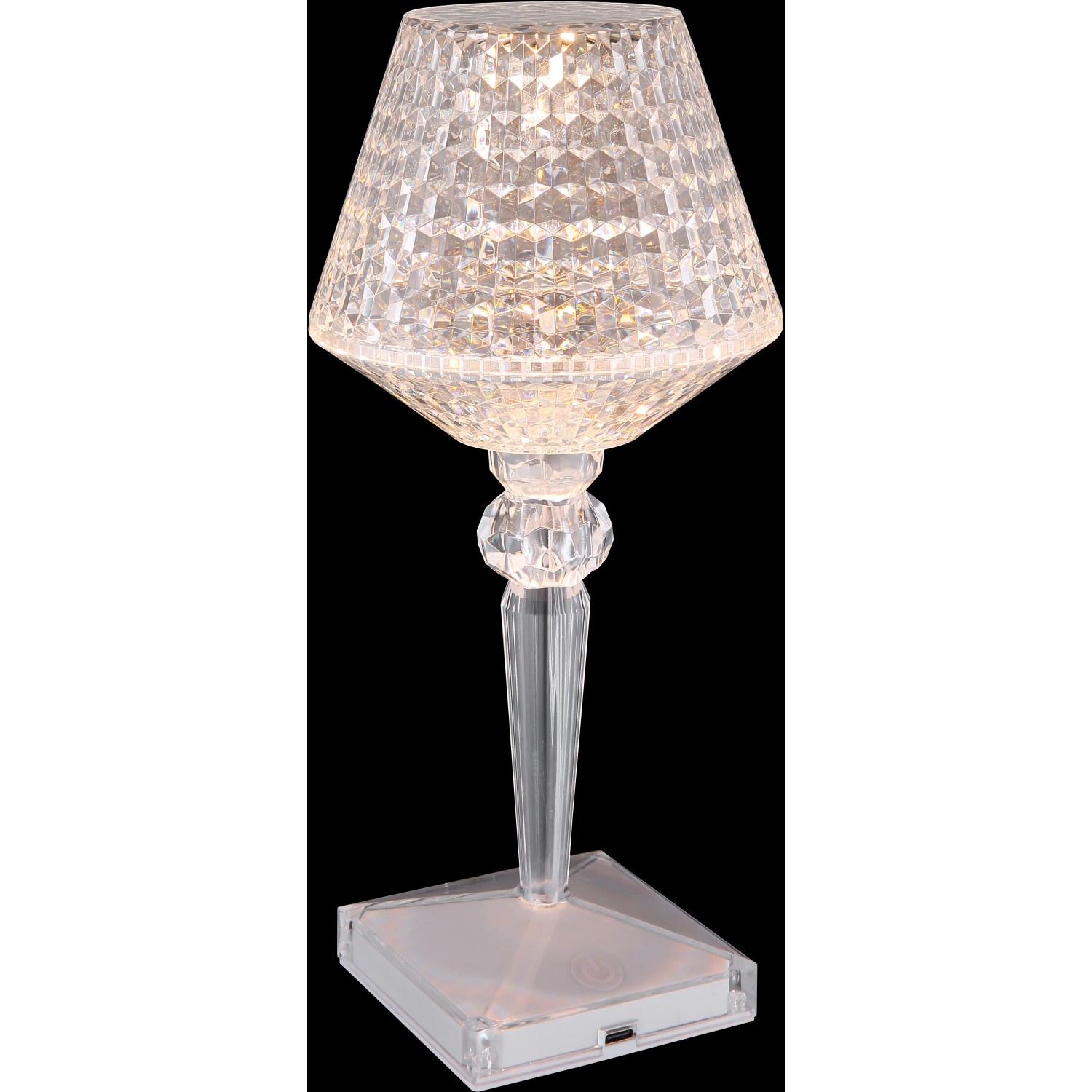 Globo LED-Tischleuchte Kristall, ø 12 cm, 26 cm hoch. Dekorative Außenleuchte mit Kristalleffekt.