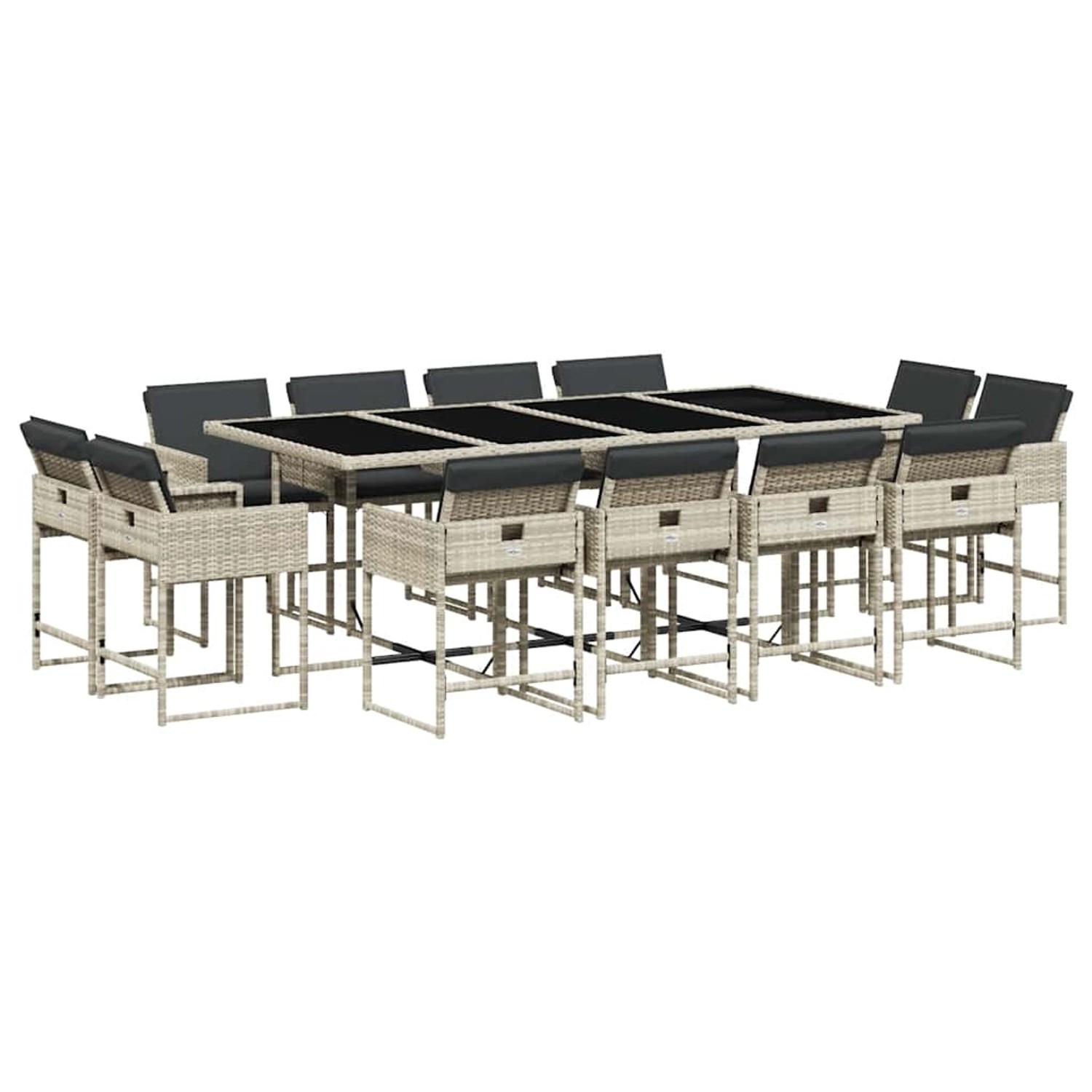 vidaXL 13-Tlg Garten-Essgruppe mit Kissen Hellgrau Poly Rattan 3211403 günstig online kaufen