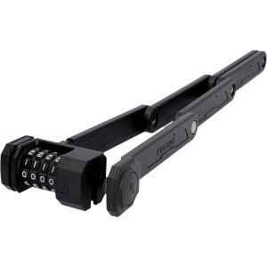 Schwarzes Fischer Faltschloss Protec FN85 mit Zahlenkombination für Fahrräder.