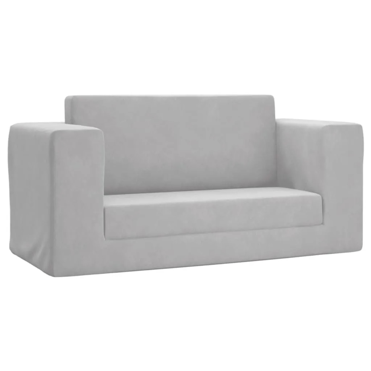vidaXL Kinder-Schlafsofa 2-Sitzer Hellgrau Weicher Plüsch 357035