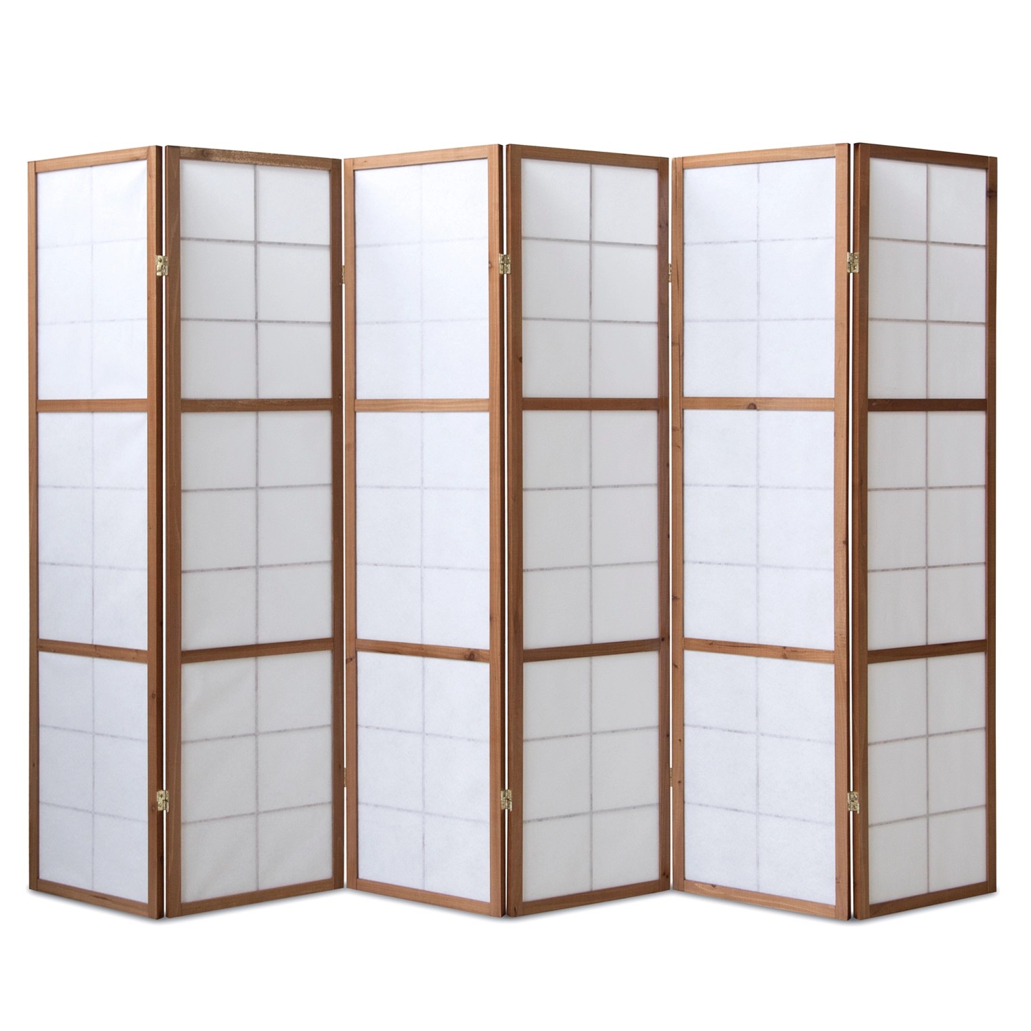Homestyle4u 6-tlg. Paravent Shoji in Braun 264x175 cm 274_5