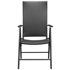 Schwarzer Furnicato Gartenstuhl aus Rattan, stapelbar, mit Aluminiumrahmen.