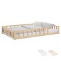 Homestyle4u Kinderbett Natur 120x200 mit Rausfallschutz, Lattenrost und Matratze.