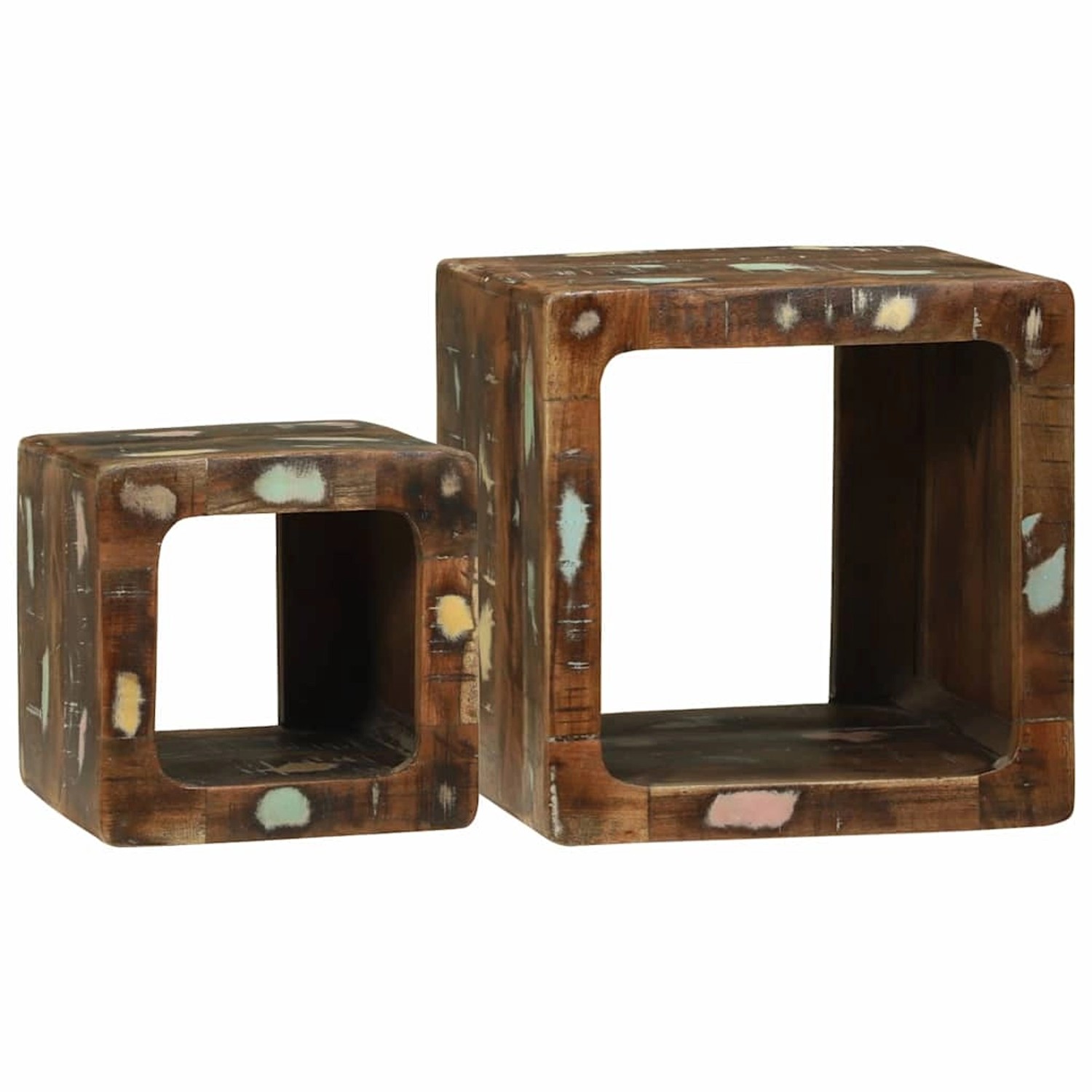 vidaXL TV Einheit 2-Tlg Mehrfarbig 36 x 30 x 36 cm Massives Altholz 4104550