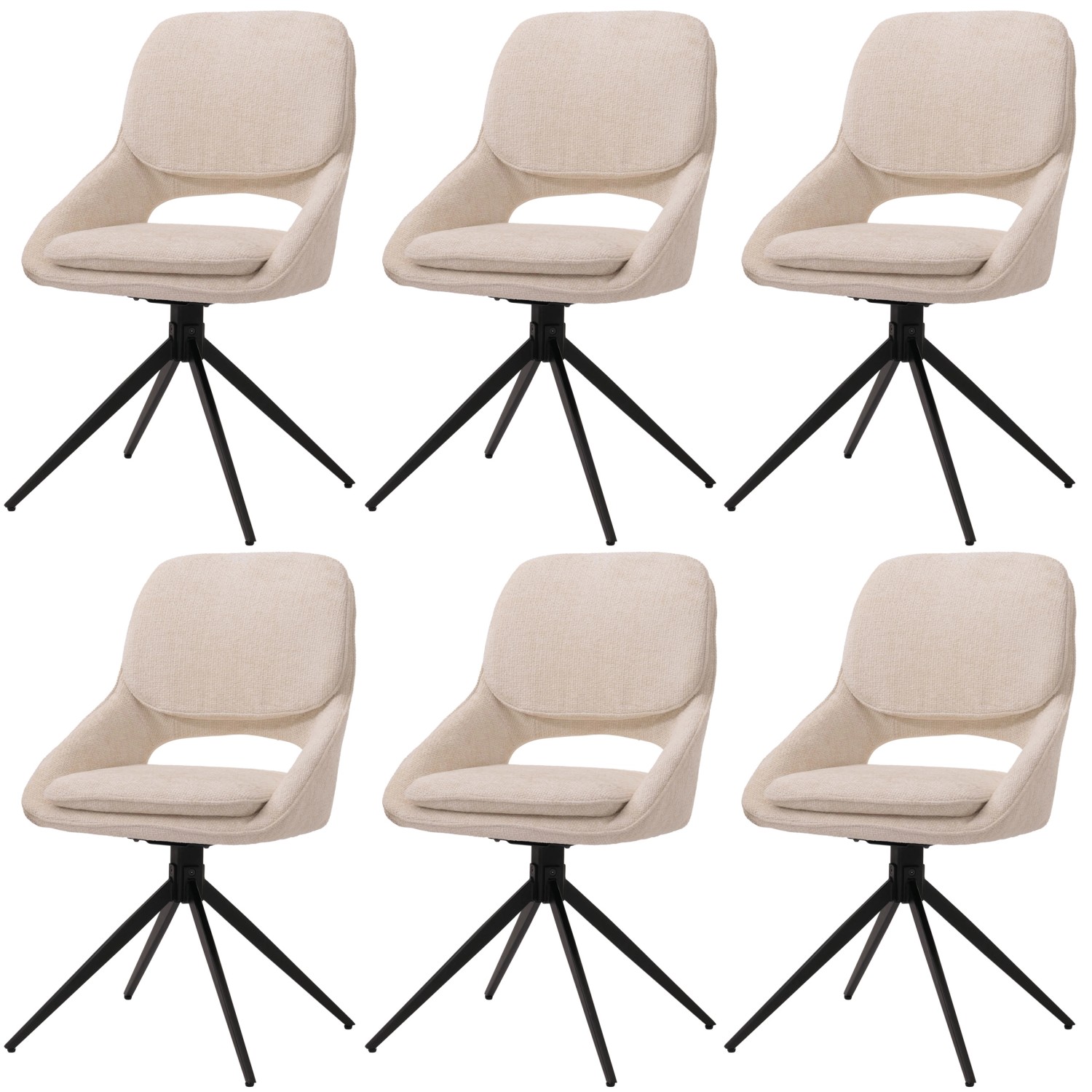 MCW Esszimmerstuhl N73 6er-Set Creme-Beige günstig online kaufen