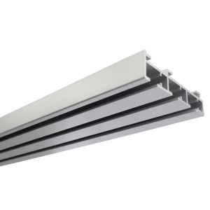 Gardinia Flächenvorhangschiene, 3-läufig, Silber, 210 cm, für Gardinen und Vorhänge.