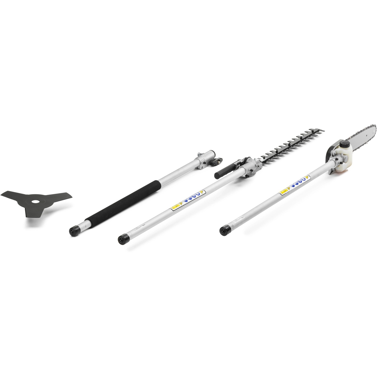 Stiga Benzin-Multi-Tool MT 330 4in1: Hochentaster, Heckenschere, Motorsense und Trimmer-Messer.