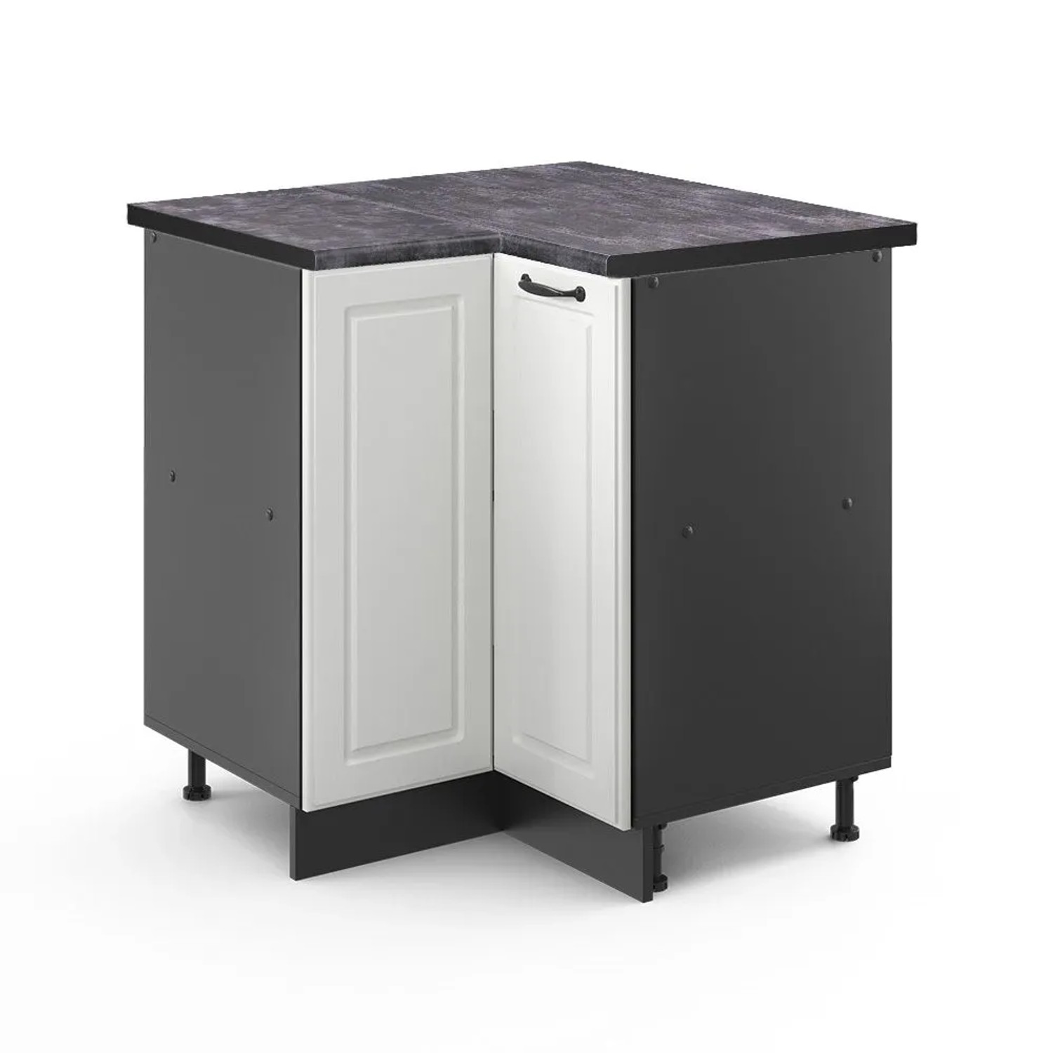 Vicco Eckunterschrank R-Line Weiß Landhaus Anthrazit 76 cm AP Anthrazit