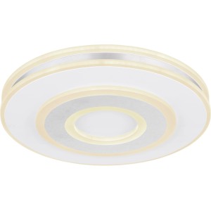 Weiße LED-Deckenleuchte Maru von Globo, dimmbar mit Fernbedienung. Moderne Deckenlampe aus Metall, 48 W.