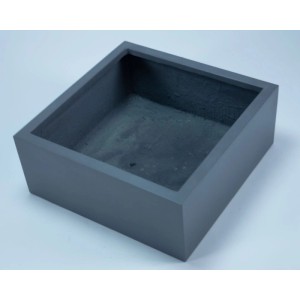 Niedriger quadratischer Pflanzkübel aus Fiberglas in Anthrazit-Metallic. Moderner Blumentopf für Garten & Terrasse.
