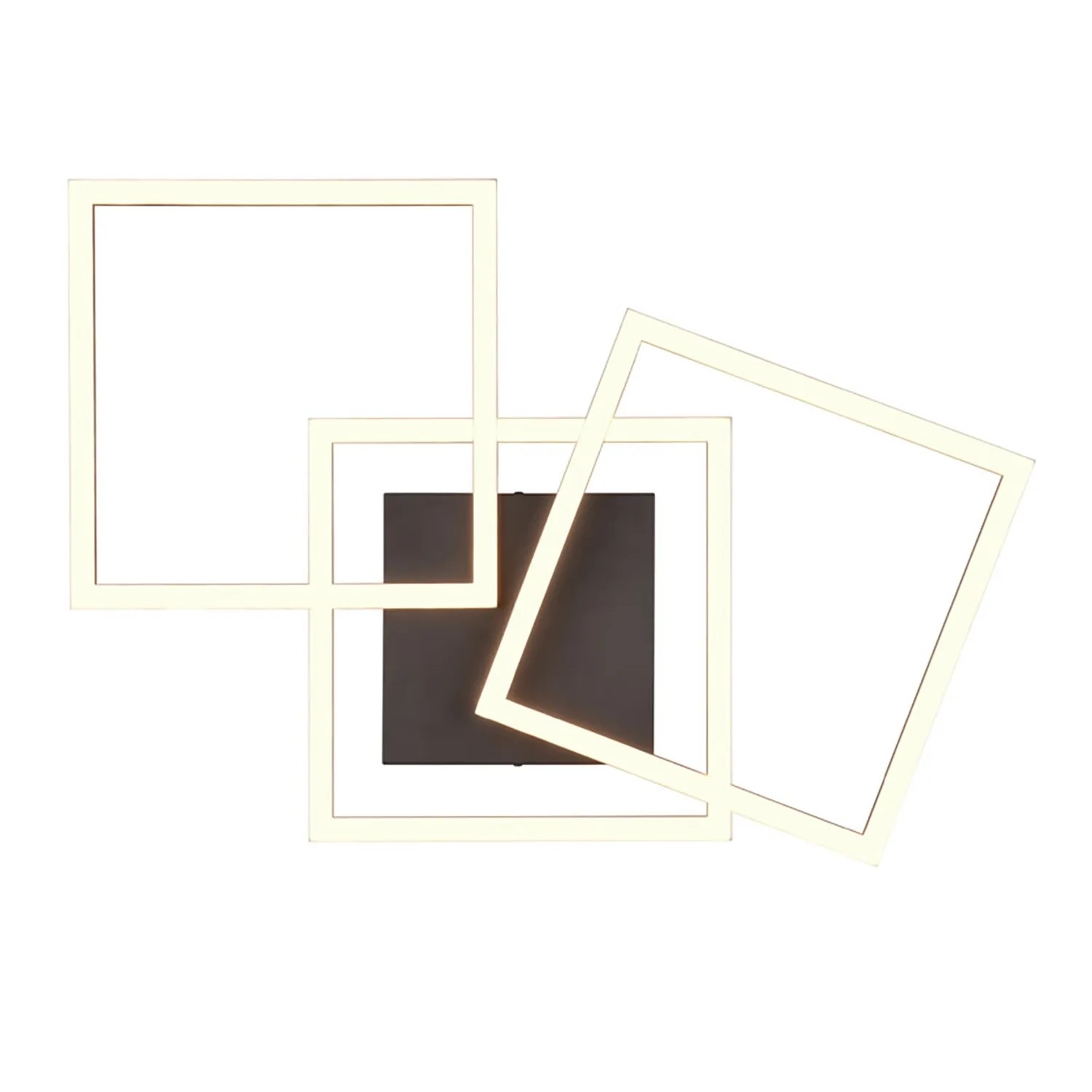 Moderne, schwarze LED-Deckenleuchte Trail mit schwenkbaren, quadratischen Elementen (52,6x52,6 cm).