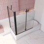 AICA Badewannenaufsatz, 90cm, schwarz, 2-tlg. Faltwand mit 70cm Seitewand aus 6mm Nano-ESG Glas.