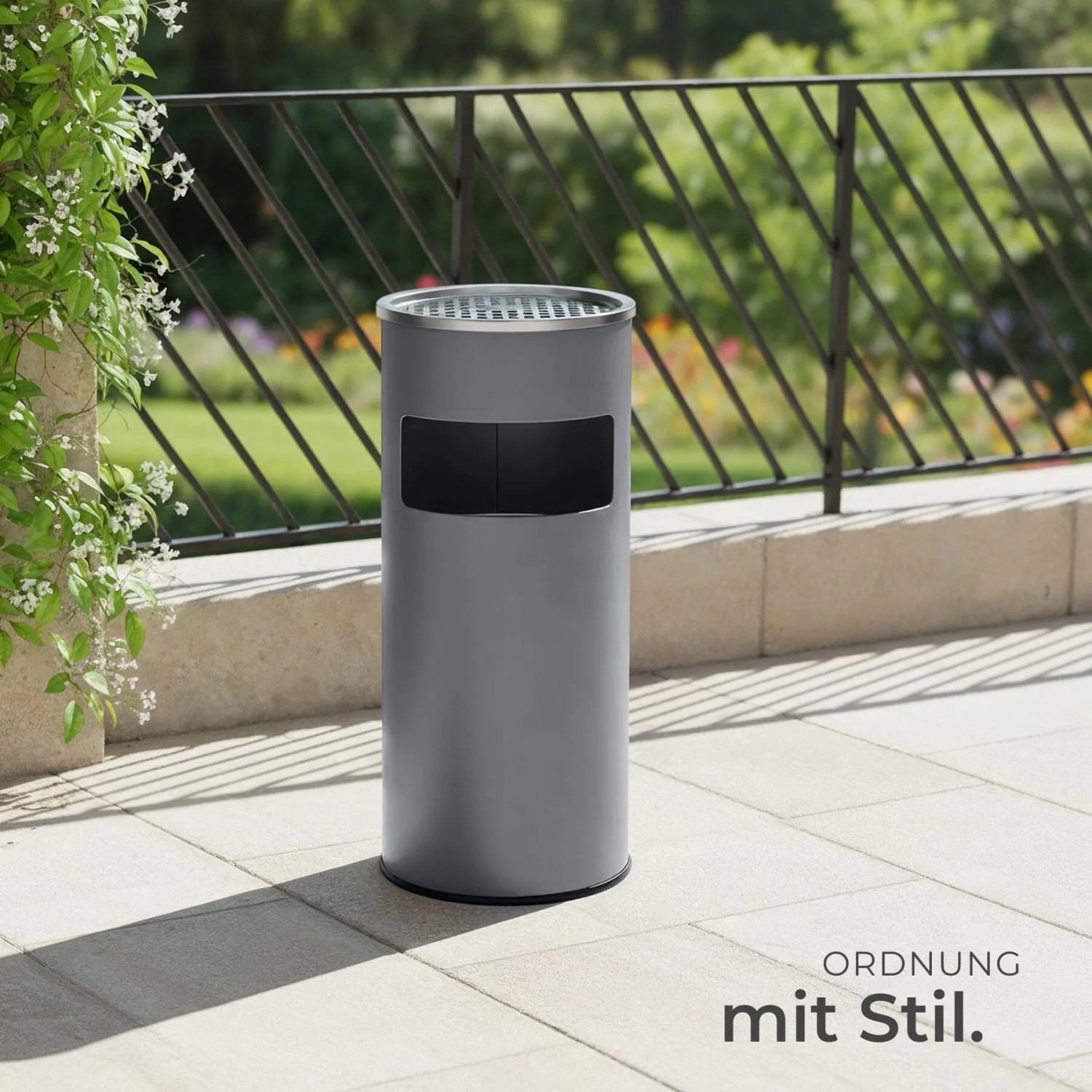 Tectake Standaschenbecher  Rund Mit Mülleimer und Inneneimer  25 x 25 x 61 cm Anthrazit_8