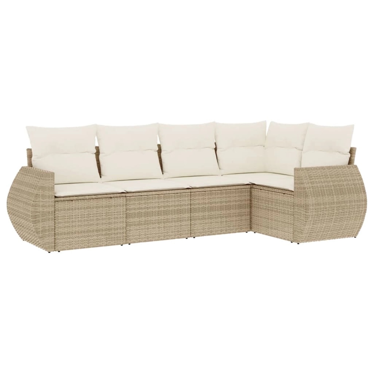 vidaXL 5-Tlg Garten-Sofagarnitur mit Kissen Beige Poly Rattan 3253665 günstig online kaufen