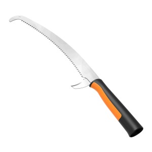 Fiskars Wertastungssäge OneClick, orange-schwarz, für Kombisysteme. Astsäge mit gebogener Klinge und Haken.