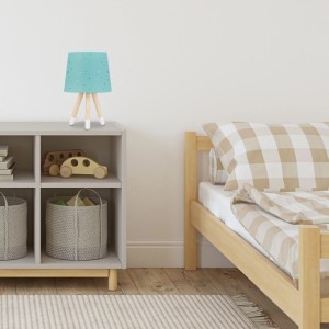 Relaxdays Tischlampe Stoff Eschenholz Kunststoff Mint mit Sternen und 3 Beinen 40 cm x 25,5 cm 0,7 kg