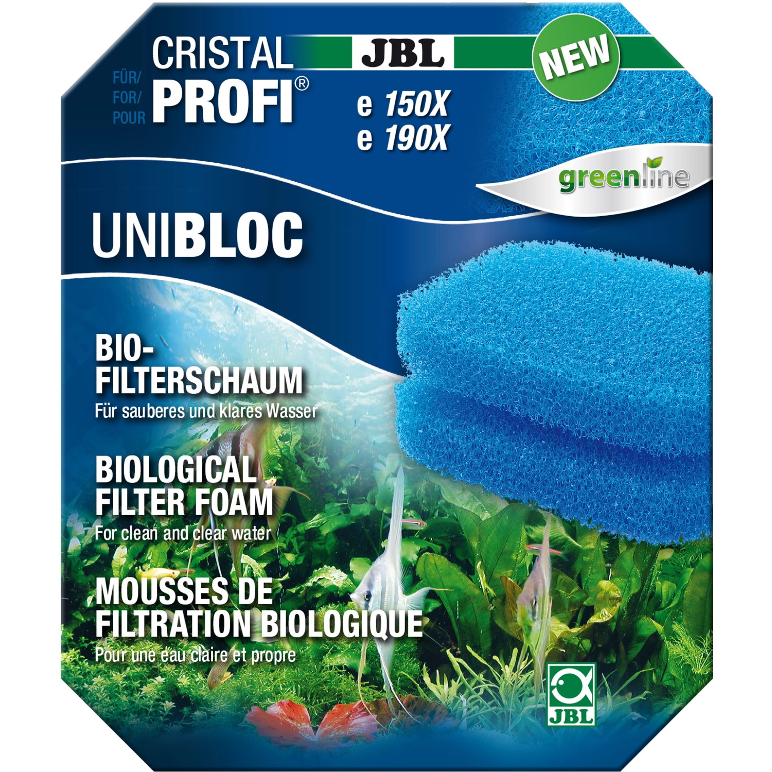 JBL CristalProfi e15/1901-2 UniBloc Vorfilter für Aquarien, blauer Bio-Filterschaum.